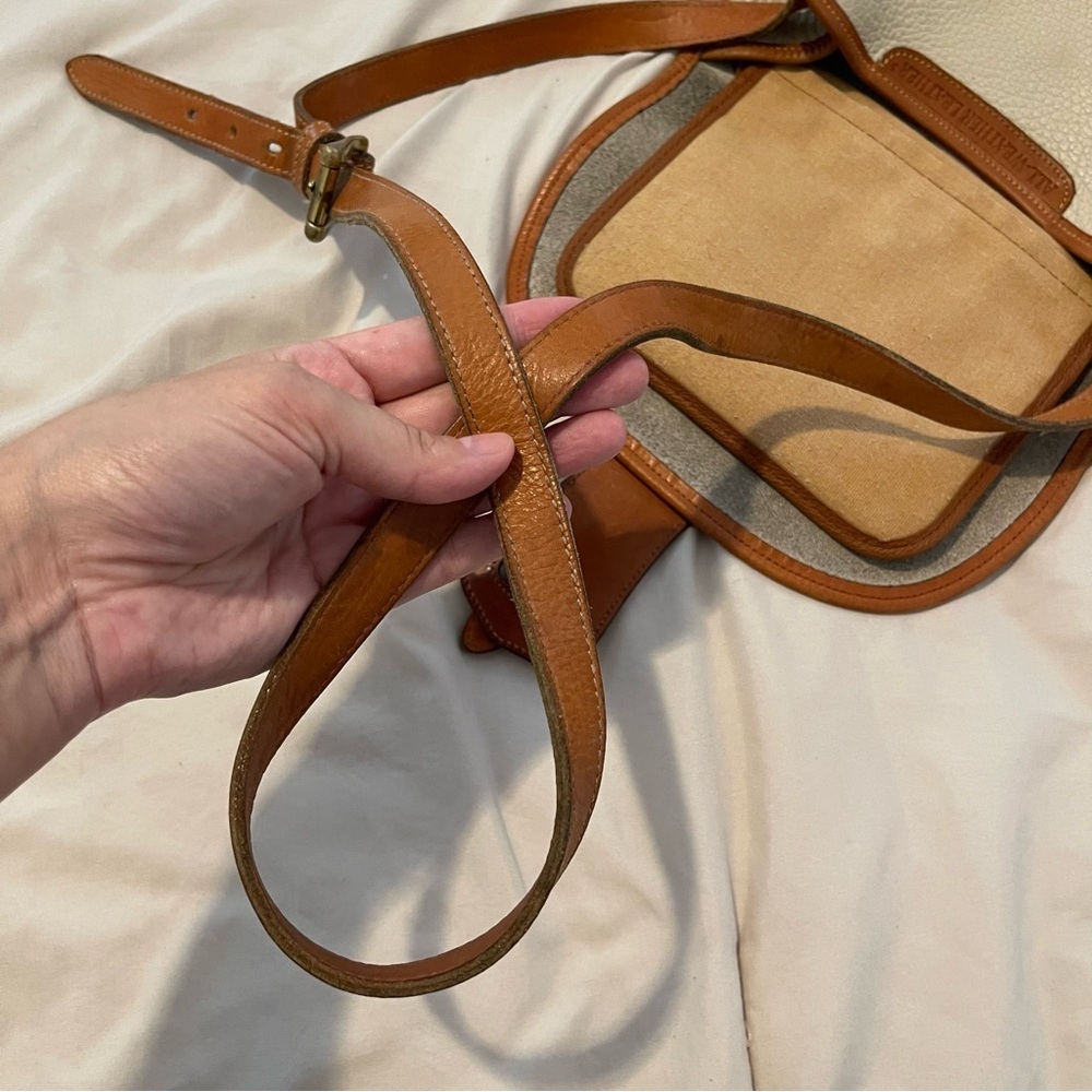 Dooney & Bourke Vintage All-Weather Leather Crossbody Bag – Taupe & Tan Trim - Picture 8 of 12